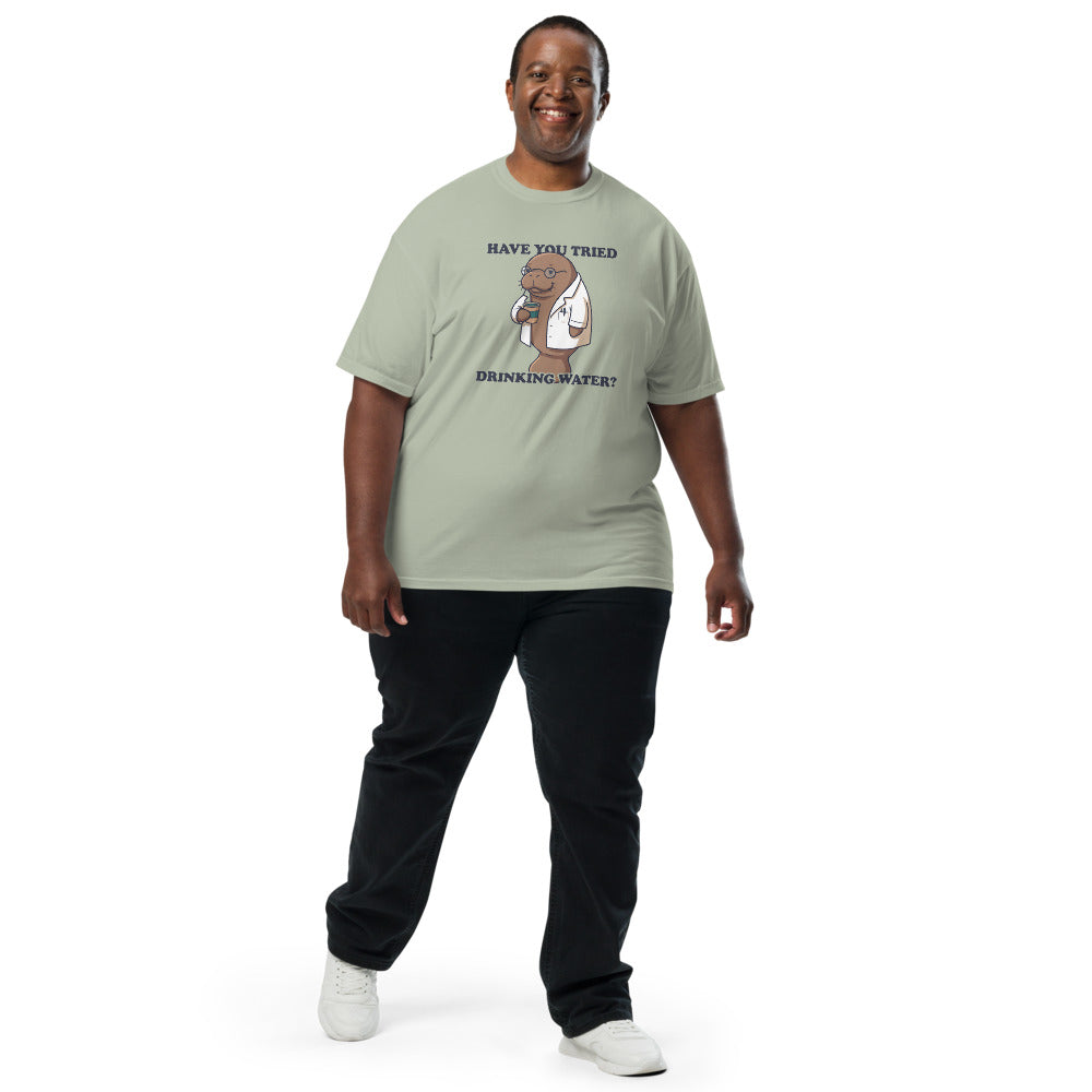 Have You Tried Drinking Water? tee in Bay, on a man