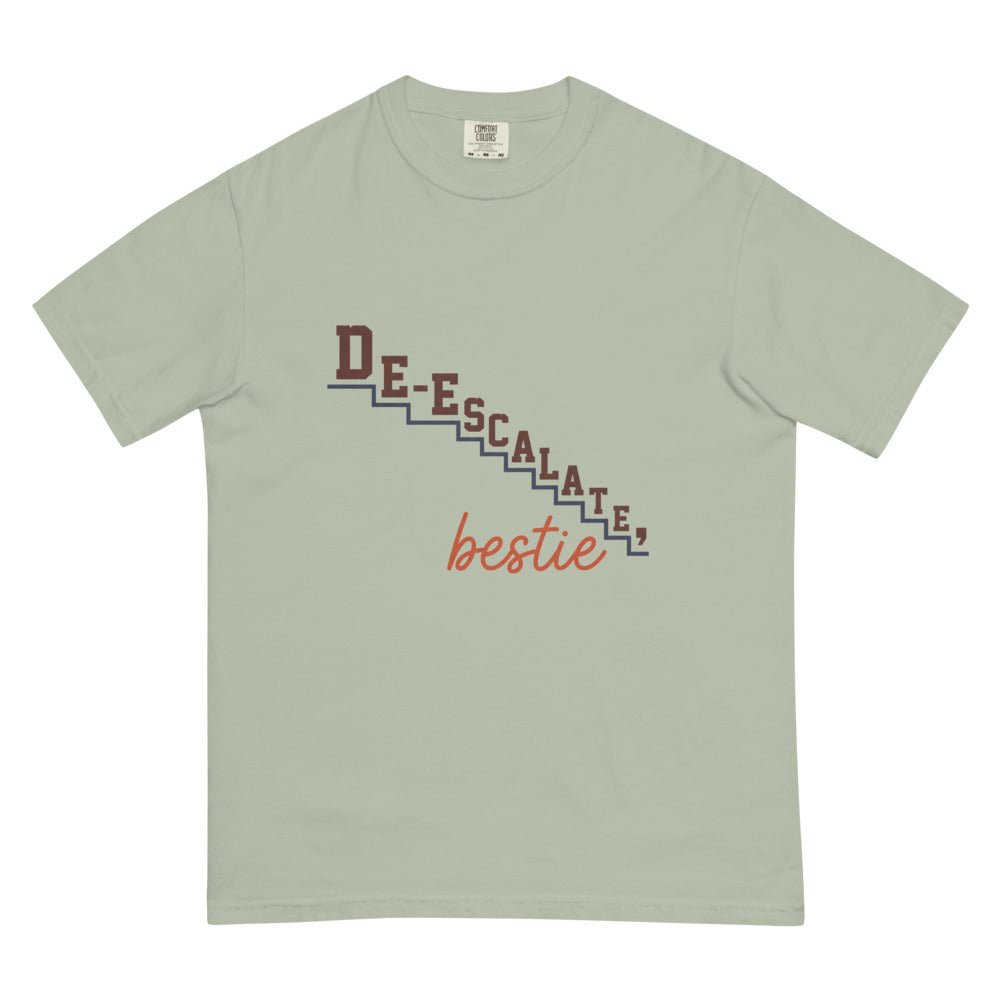 De-escalate, Bestie tee in Bay, flat lay