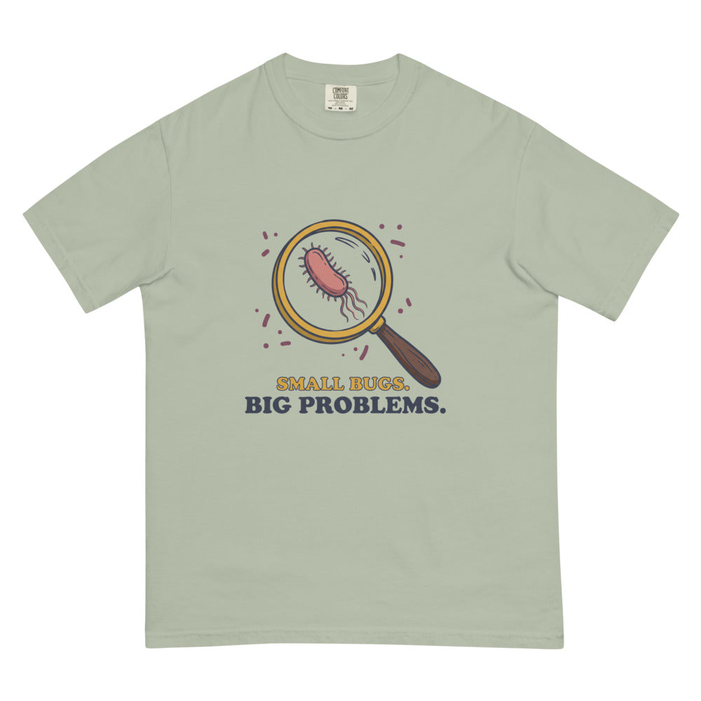 Small Bugs. Big Problems. tee in Bay, flat lay