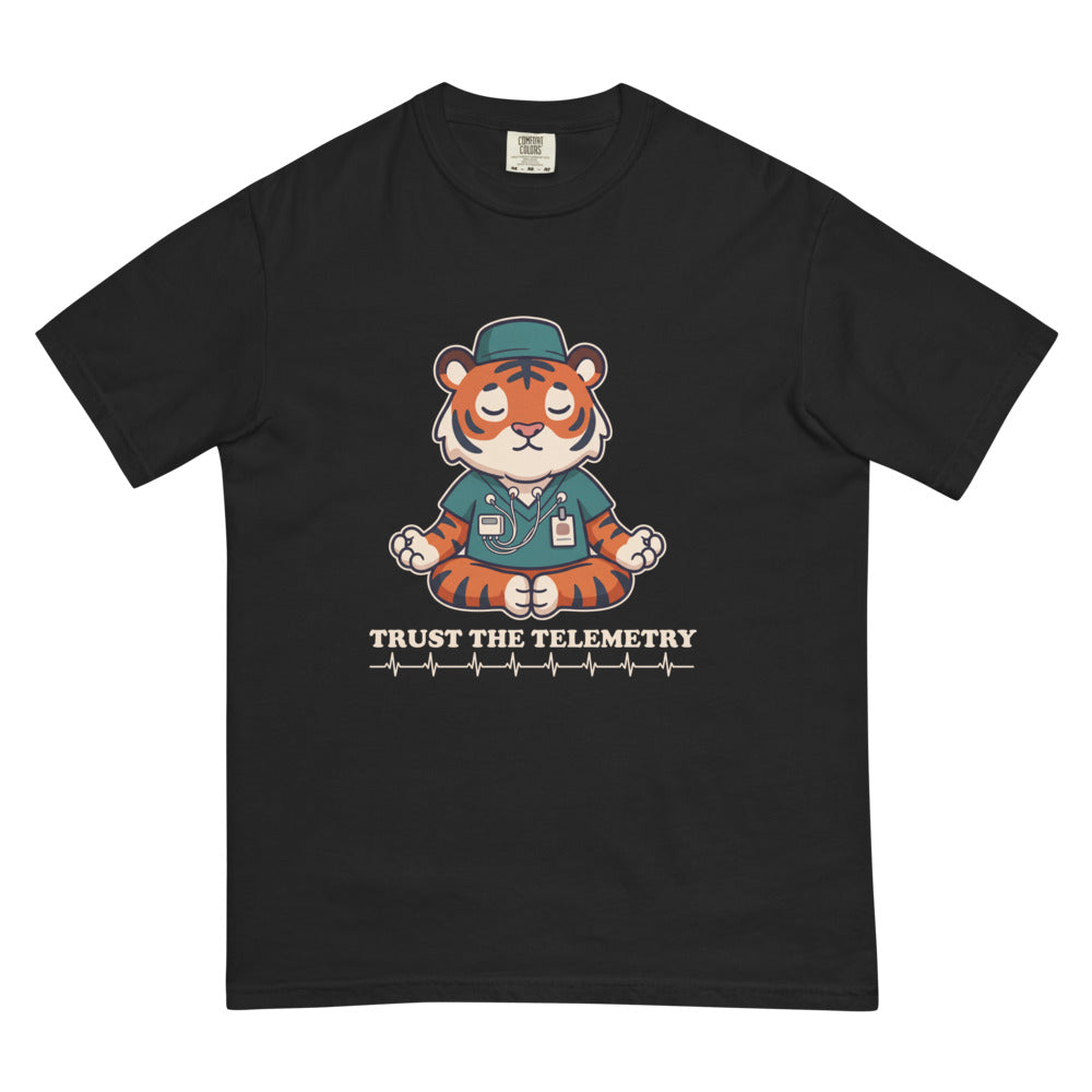 Trust the Telemetry tee in Black, flat lay
