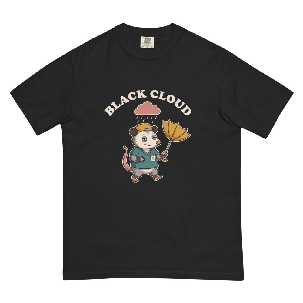 Black Cloud tee in Black, flat lay