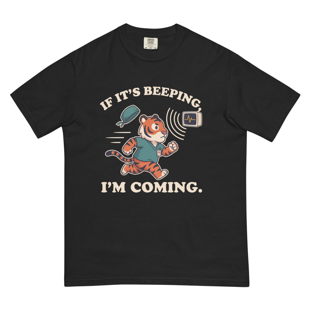 If It's Beeping, I'm Coming tee in Black, flat lay