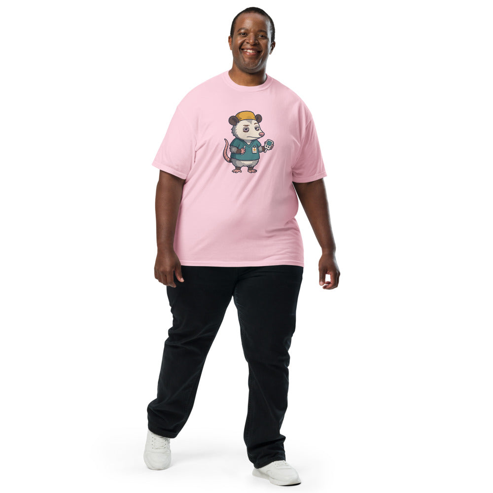Opal tee in Blossom, on a man