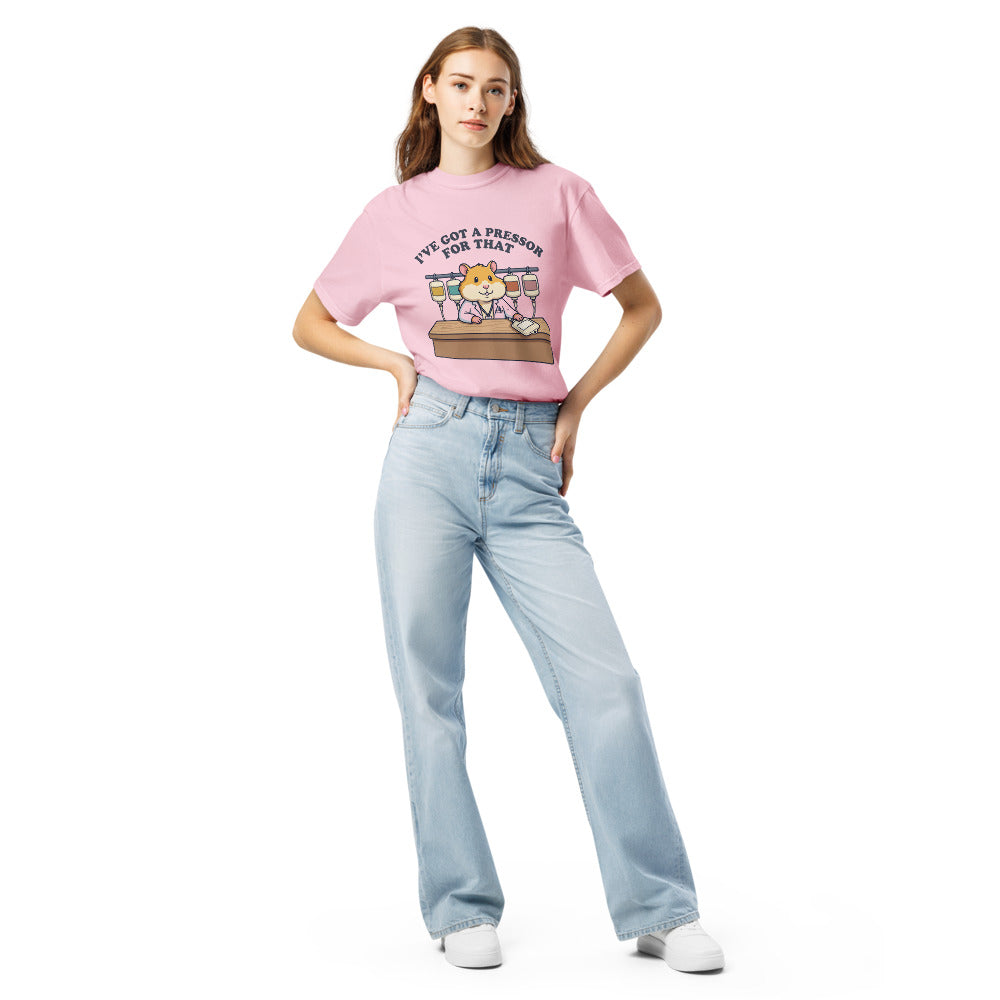I've Got a Pressor for That tee in Blossom, on a woman