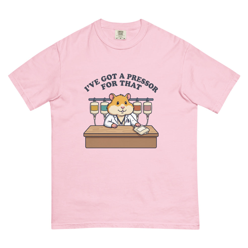 I've Got a Pressor for That tee in Blossom, flat lay