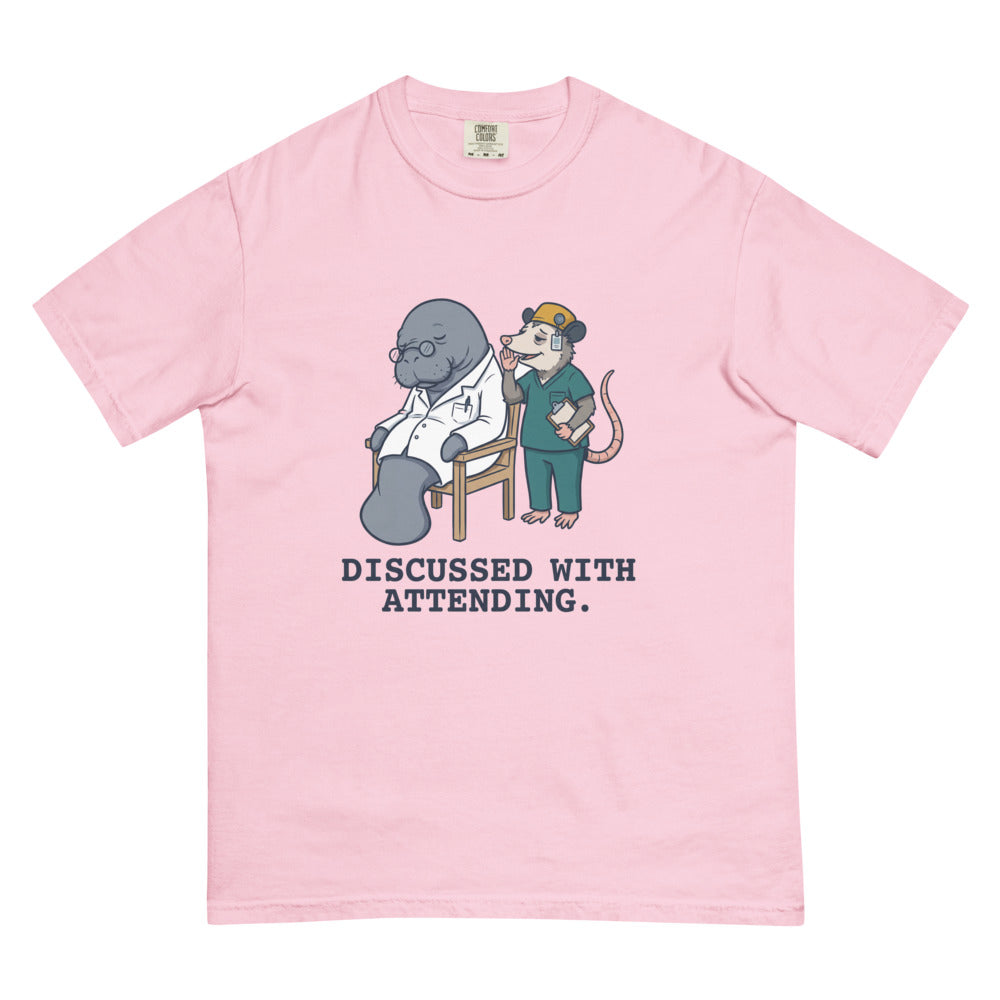 Discussed With Attending. tee in Blossom, flat lay