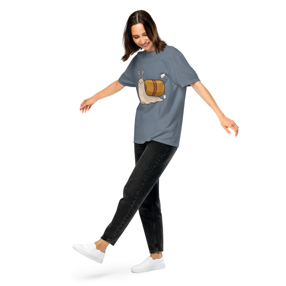 Stat tee in Blue Jean, on a woman