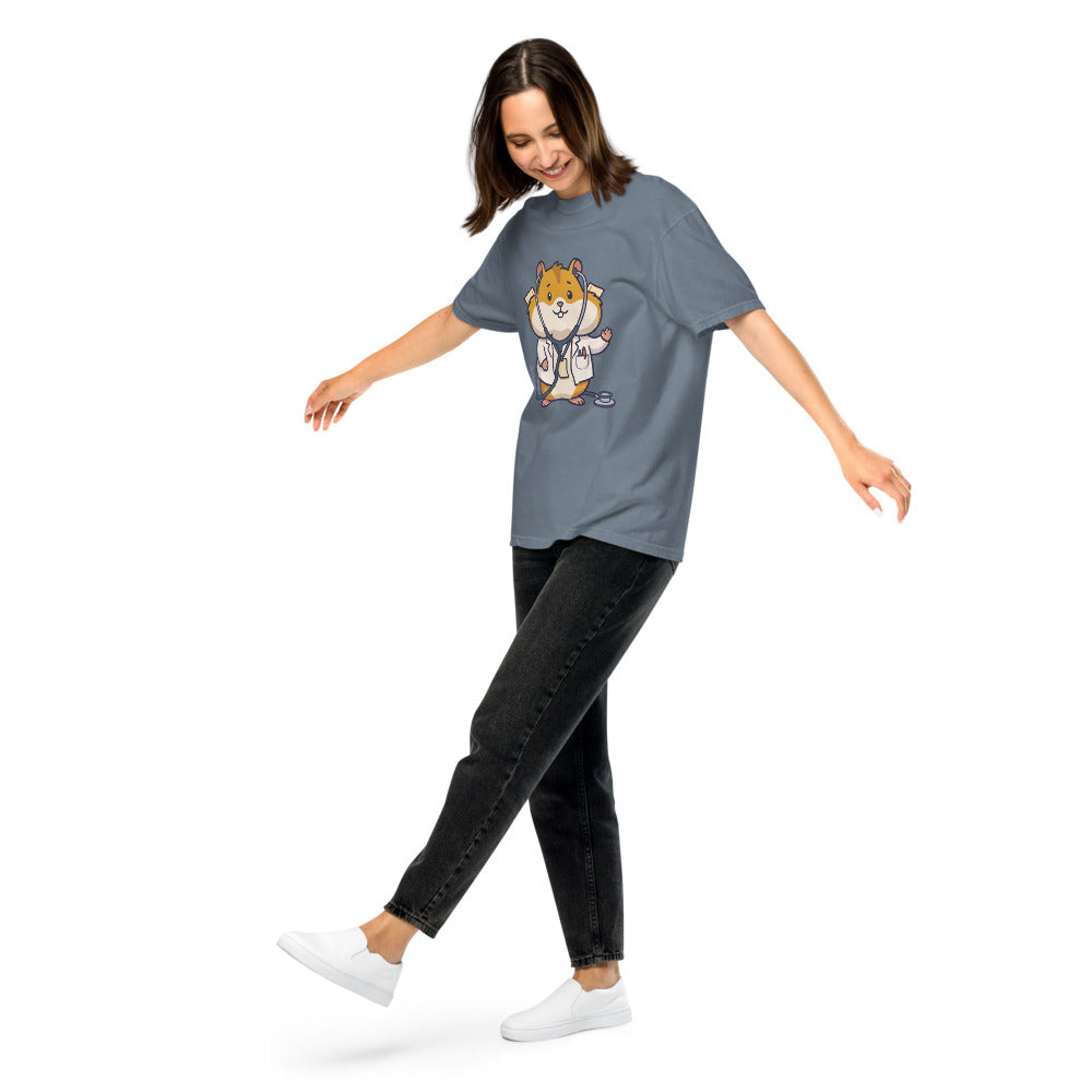Hank tee in Blue Jean, on a woman