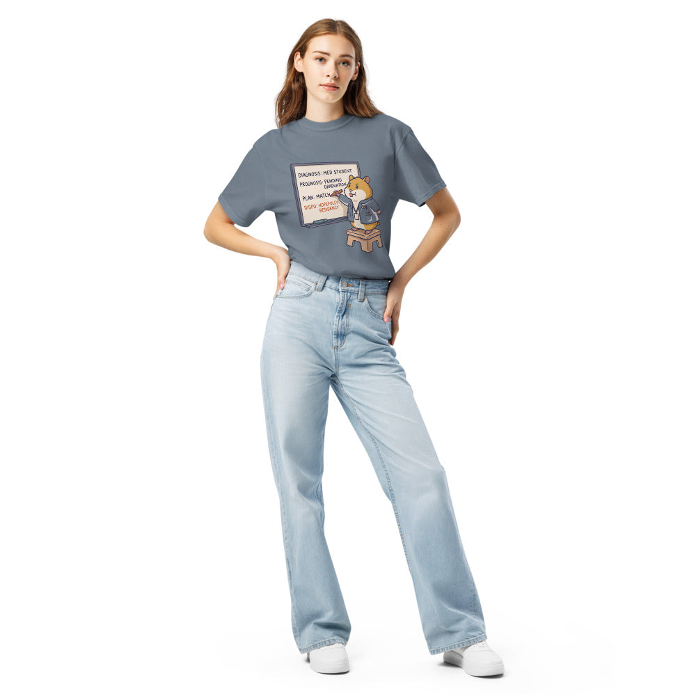 The Whiteboard tee in Blue Jean, on a woman