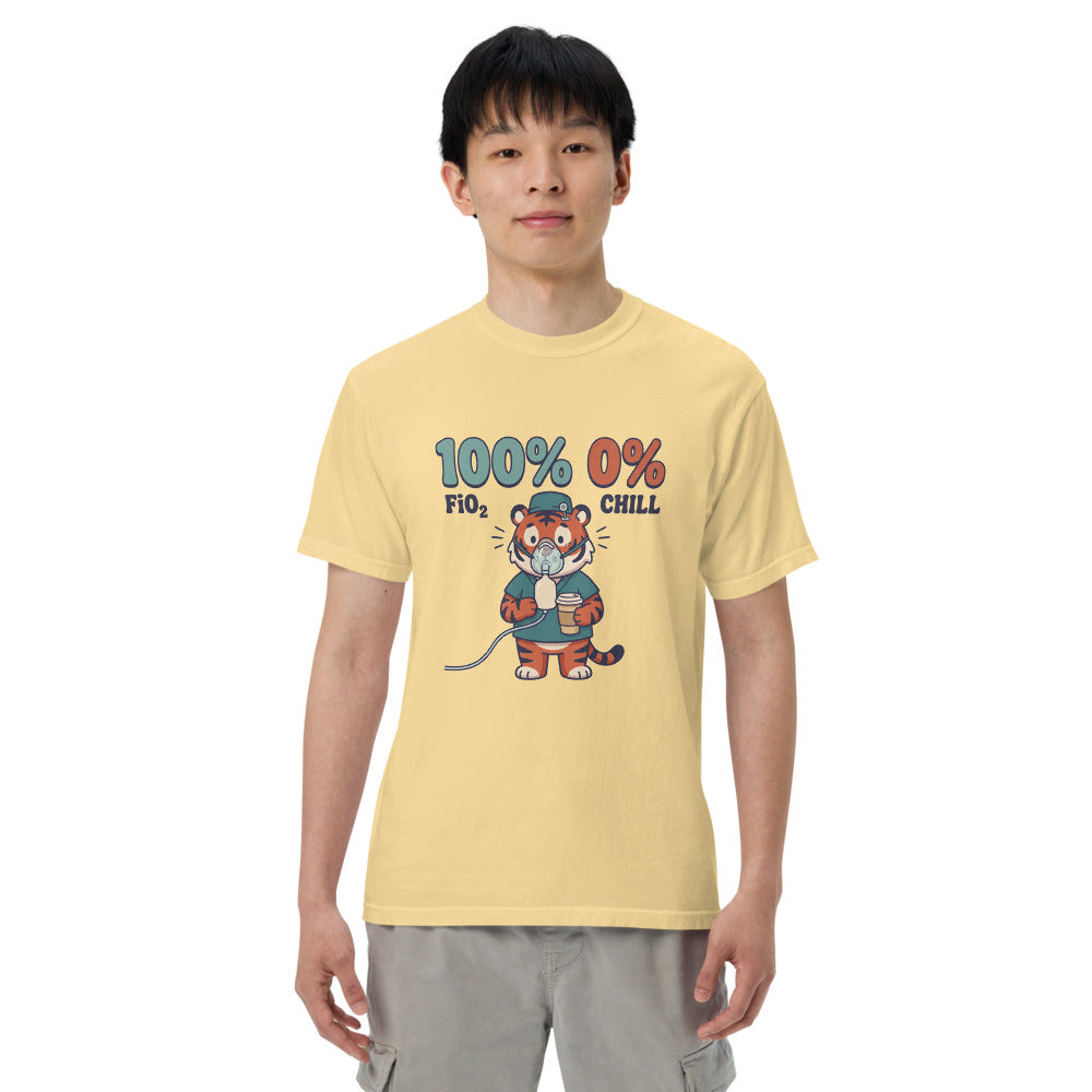 100% FiO2, 0% Chill tee in Butter, on a man