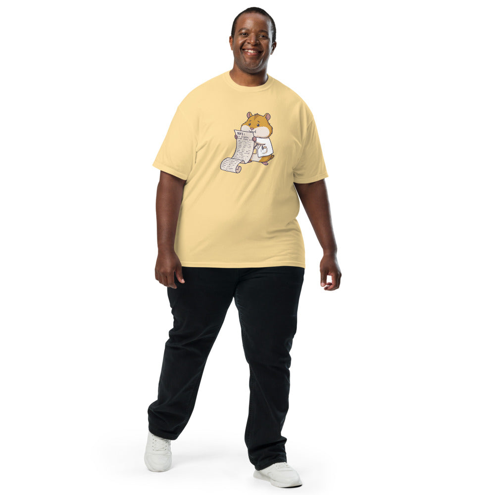 HPI: It Started Four Years Ago tee in Butter, on a man