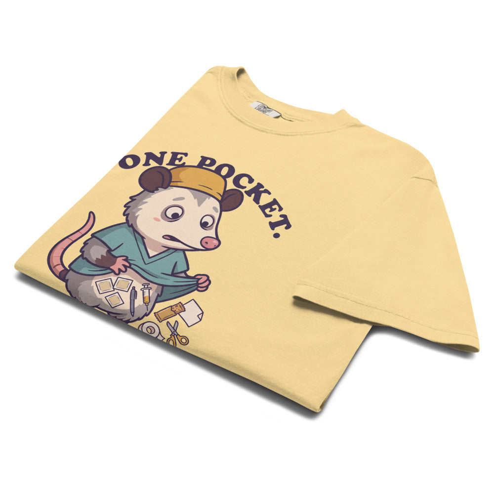 One Pocket. Whole Shift. tee in Butter, folded