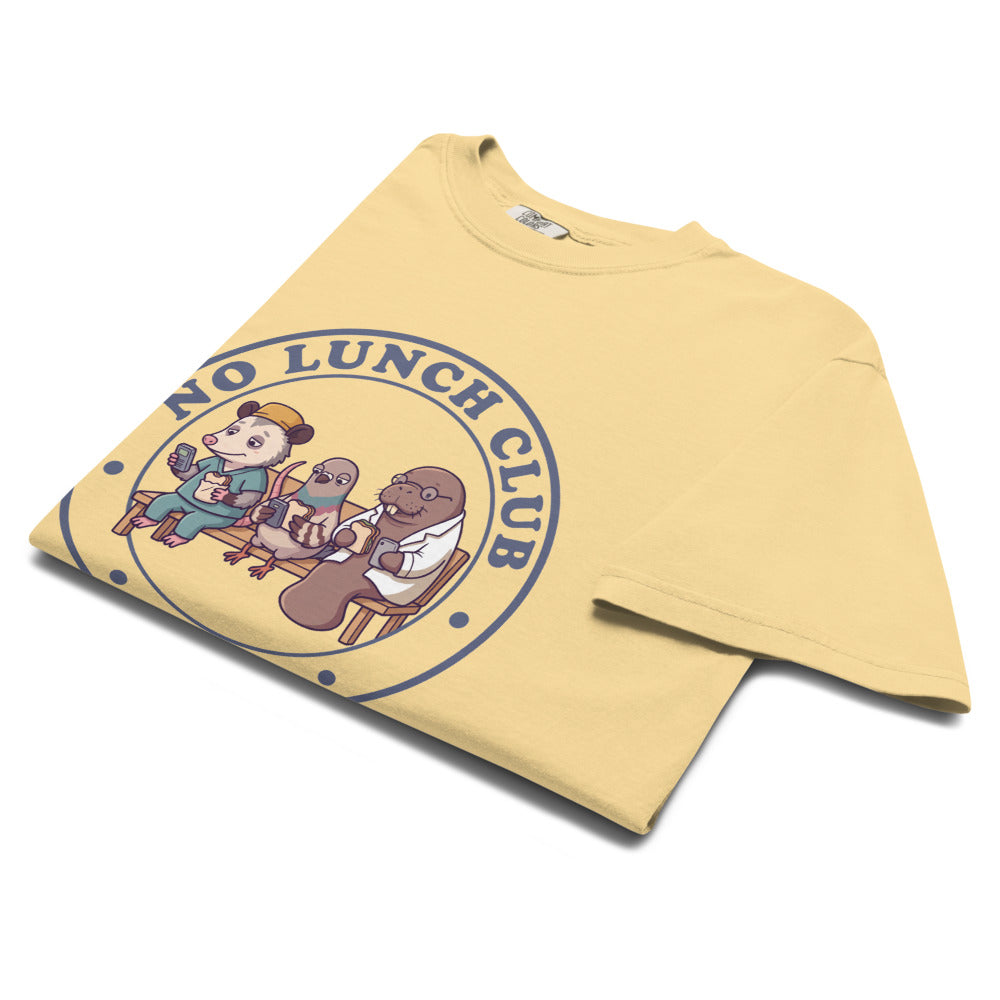 No Lunch Club tee in Butter, folded