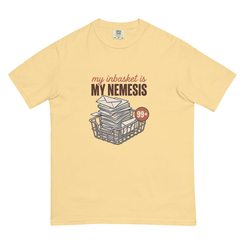 My Inbasket Is My Nemesis tee in Butter, flat lay