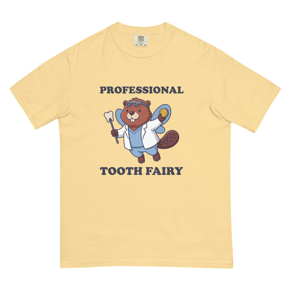Professional Tooth Fairy tee in Butter, flat lay