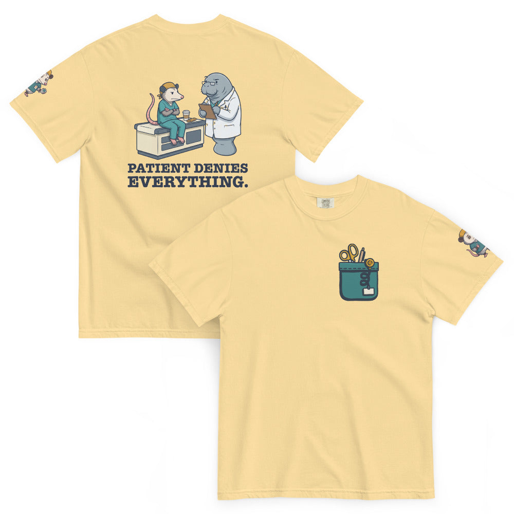 Patient Denies Everything. Full Kit in Butter, front and back