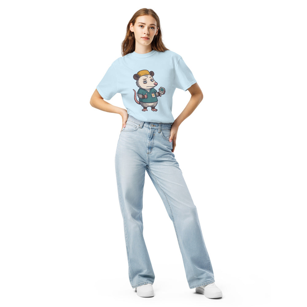 Opal tee in Chambray, on a woman