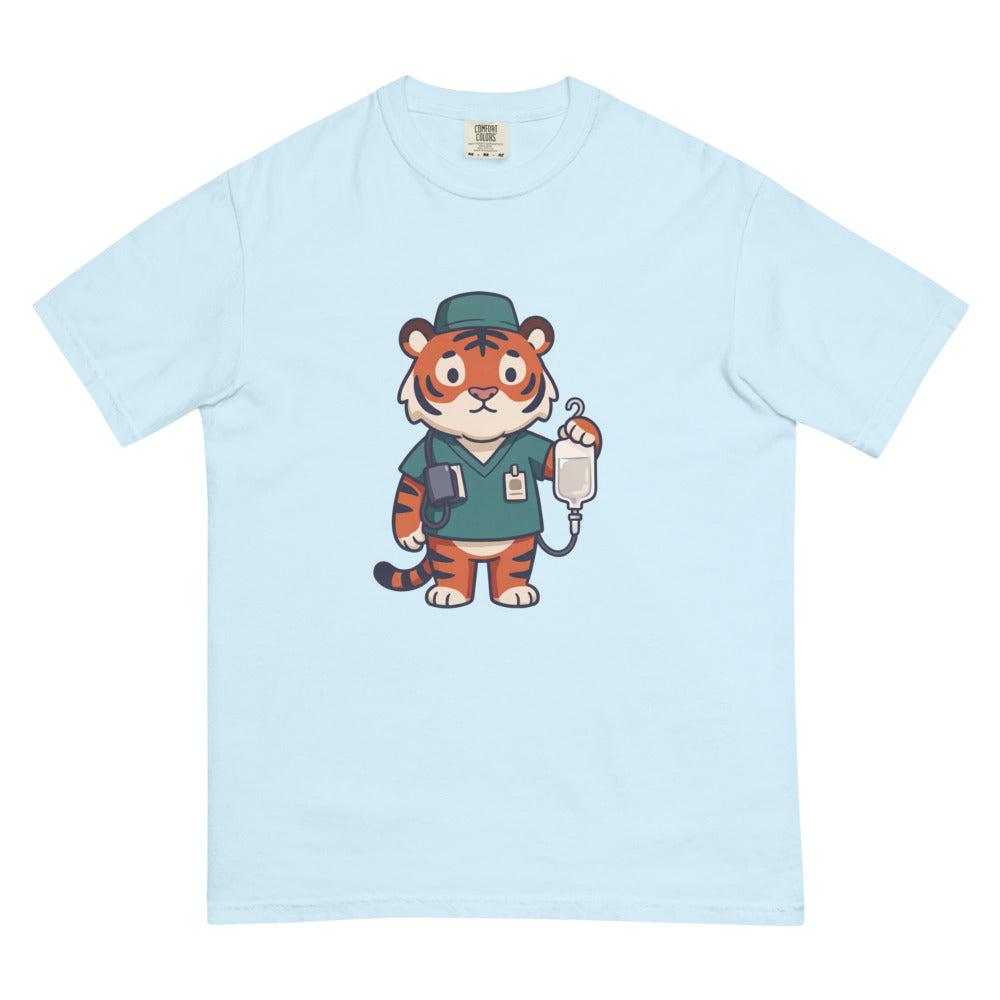 Levi tee in Chambray, flat lay