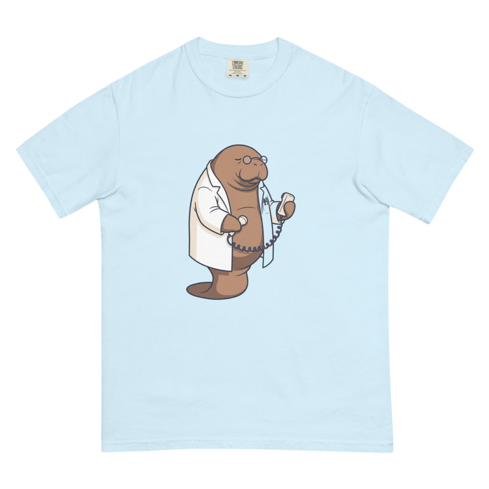 Dr. Flo tee in Chambray, flat lay