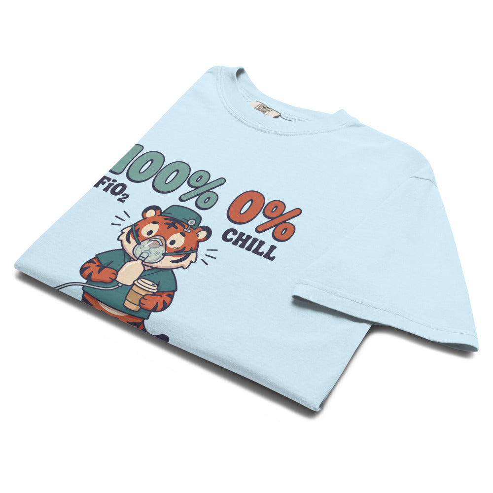 100% FiO2, 0% Chill tee in Chambray, folded