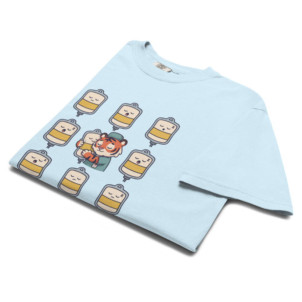 Another Day, Another Drip. tee in Chambray, folded