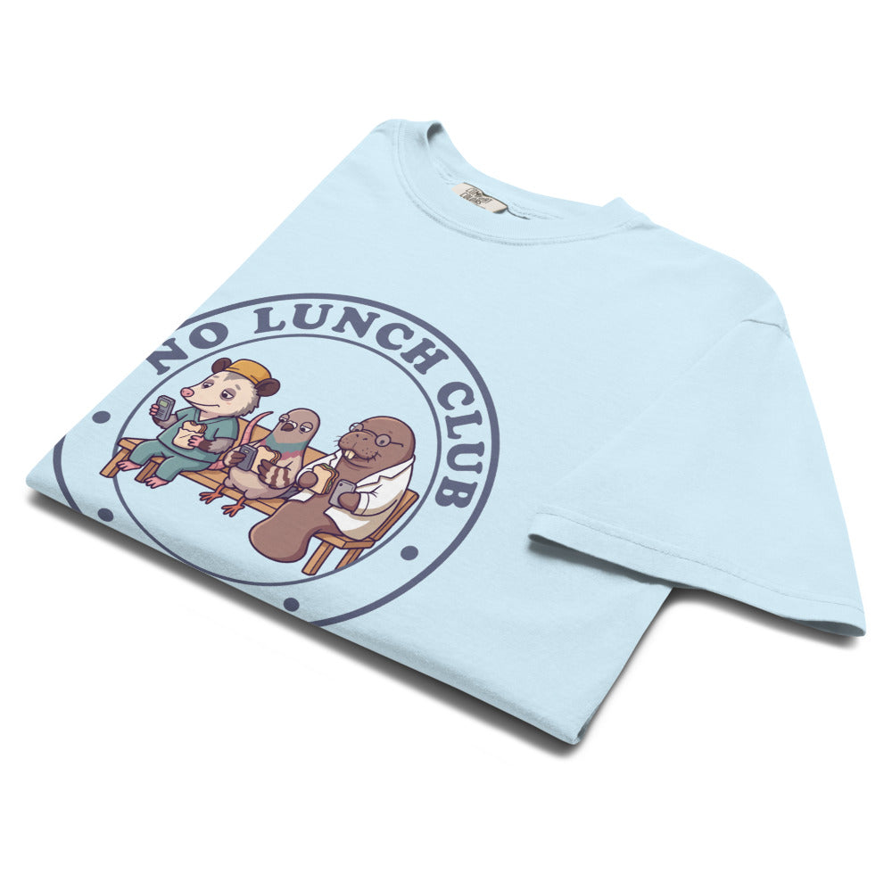 No Lunch Club tee in Chambray, folded