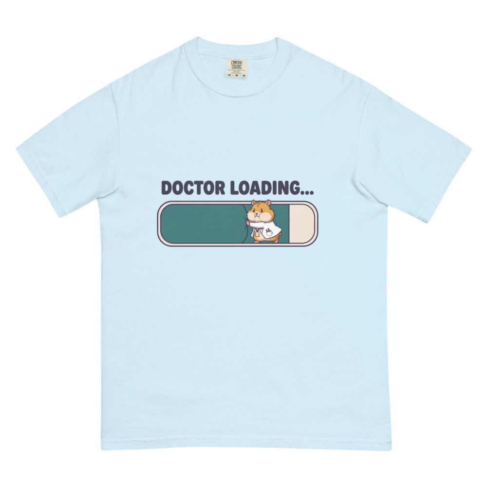 Doctor Loading… tee in Chambray, flat lay