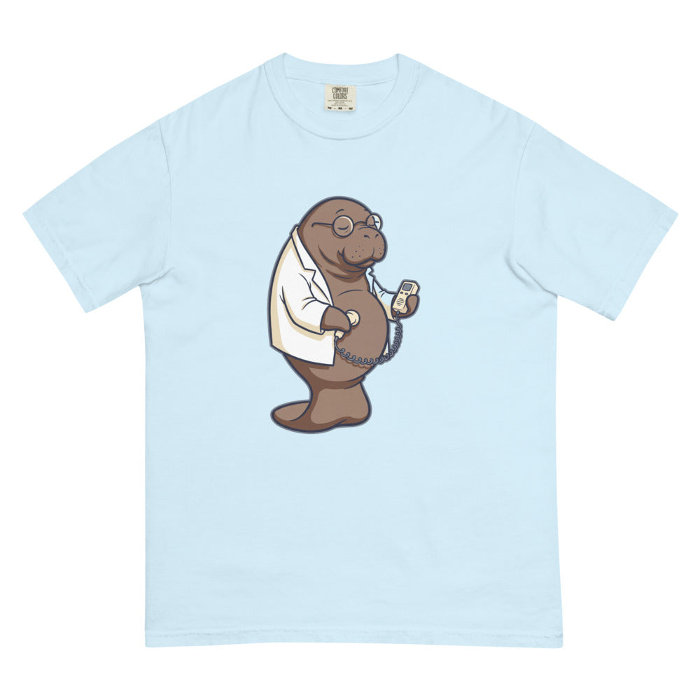 Dr. Flo tee in Chambray, flat lay