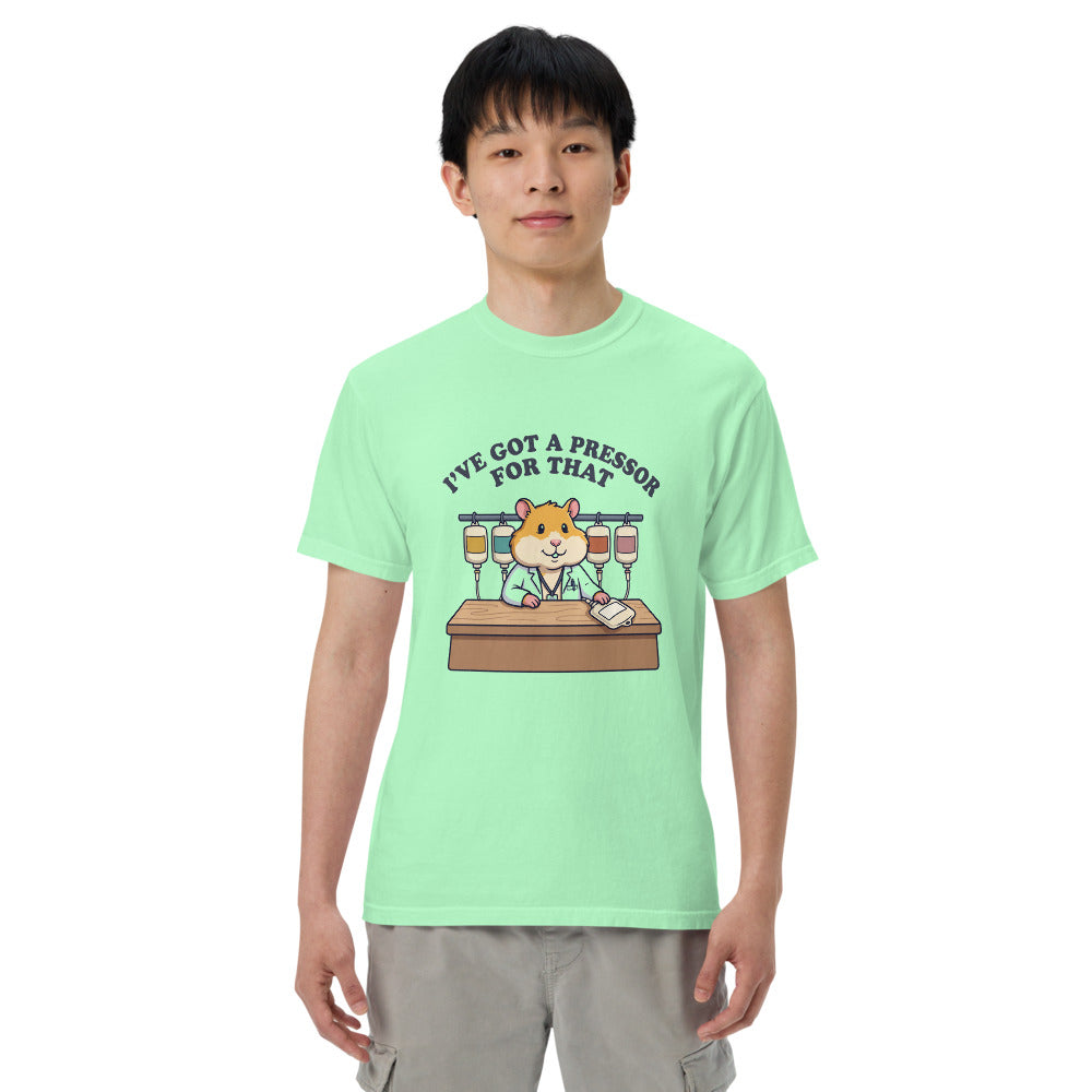 I've Got a Pressor for That tee in Island Reef, on a man
