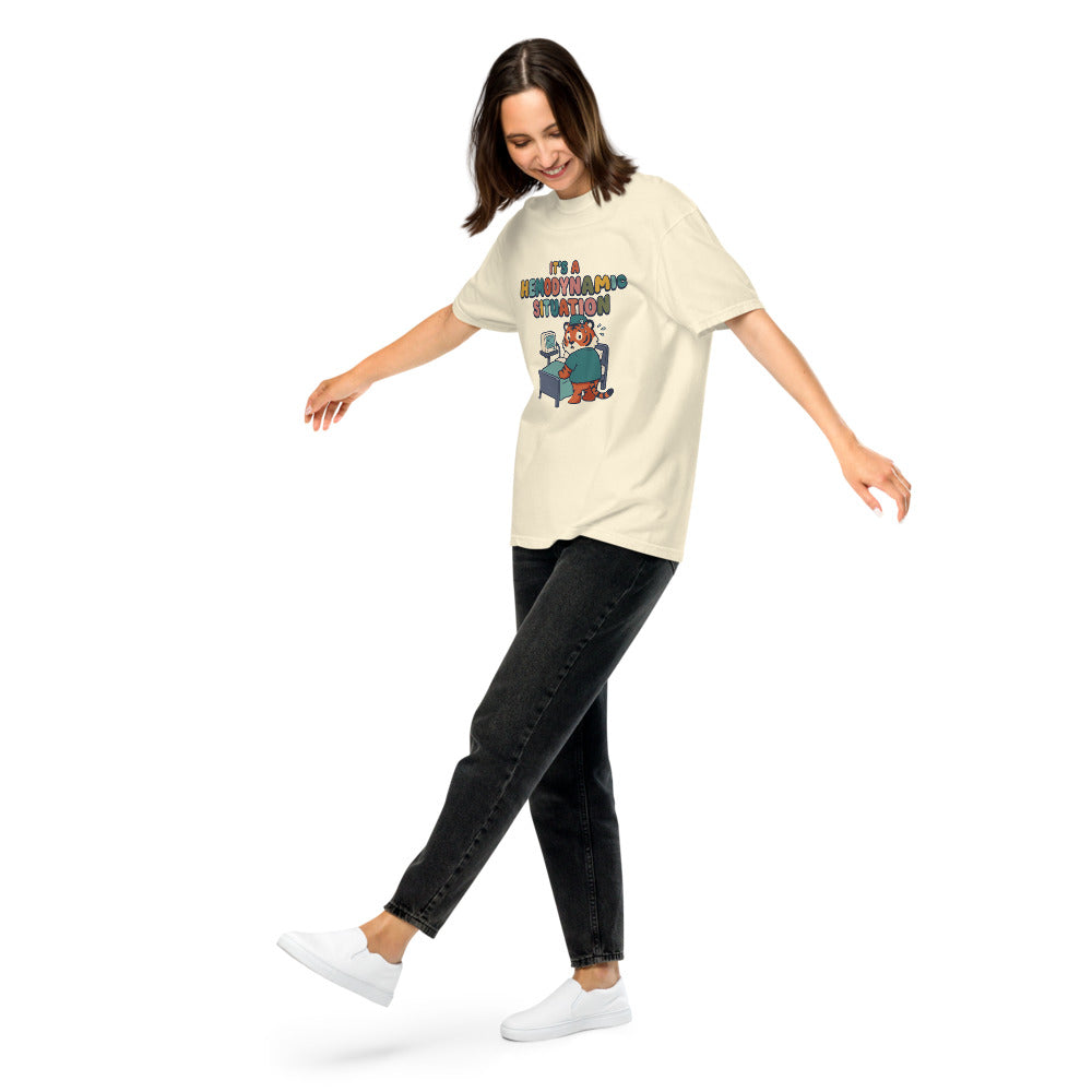 It's a Hemodynamic Situation tee in Ivory, on a woman