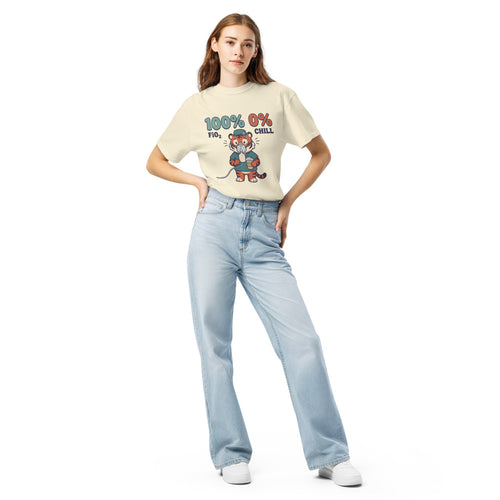 100% FiO2, 0% Chill tee in Ivory, on a woman
