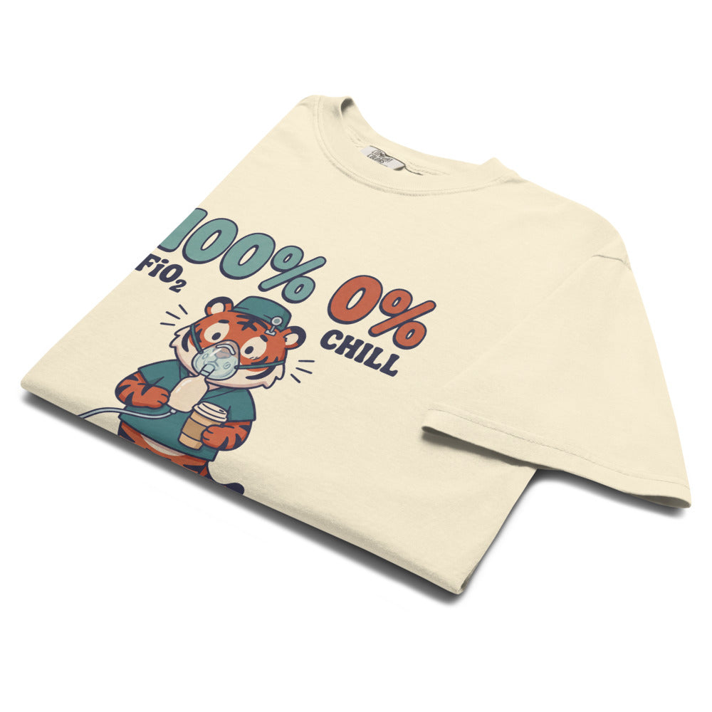 100% FiO2, 0% Chill tee in Ivory, folded