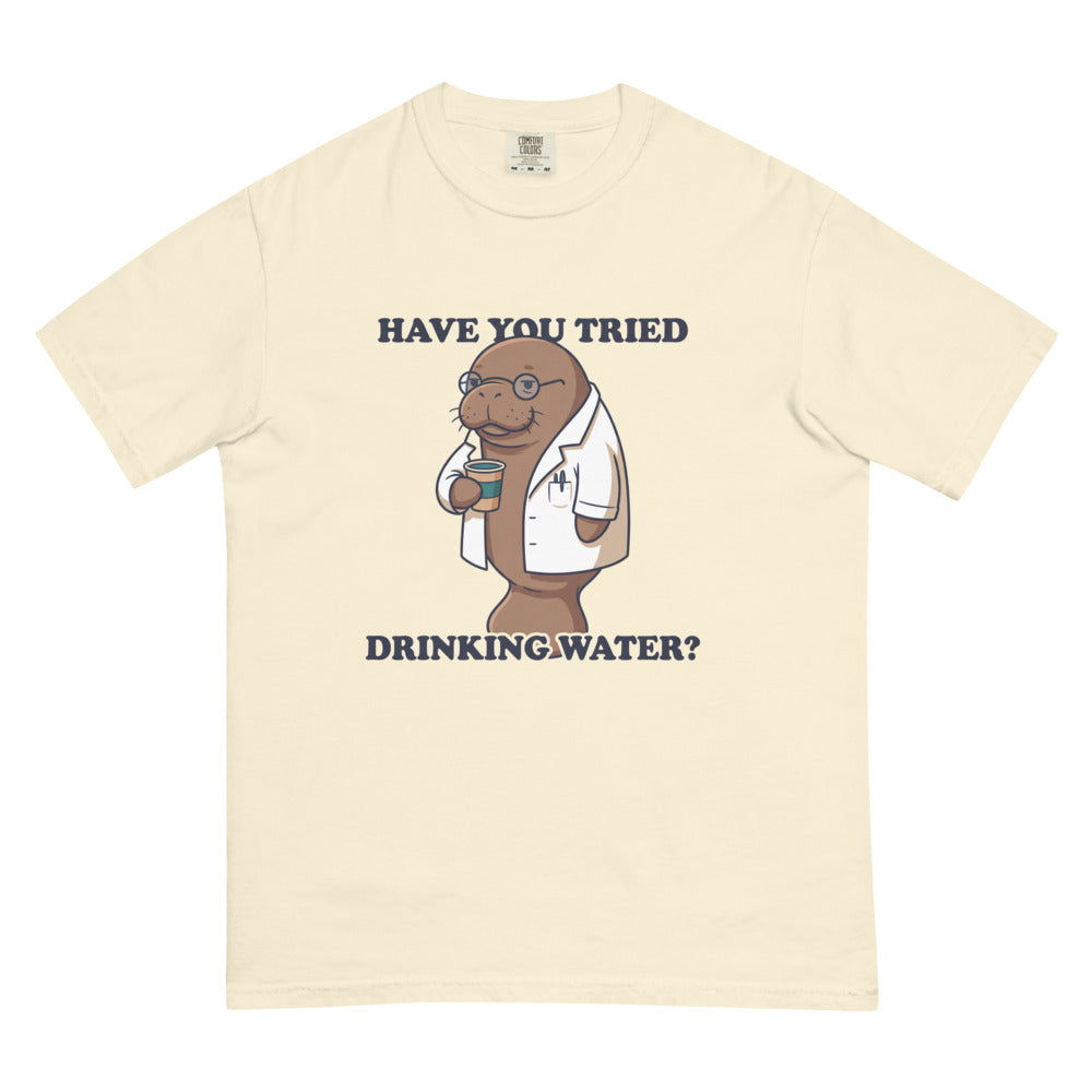 Have You Tried Drinking Water? tee in Ivory, flat lay