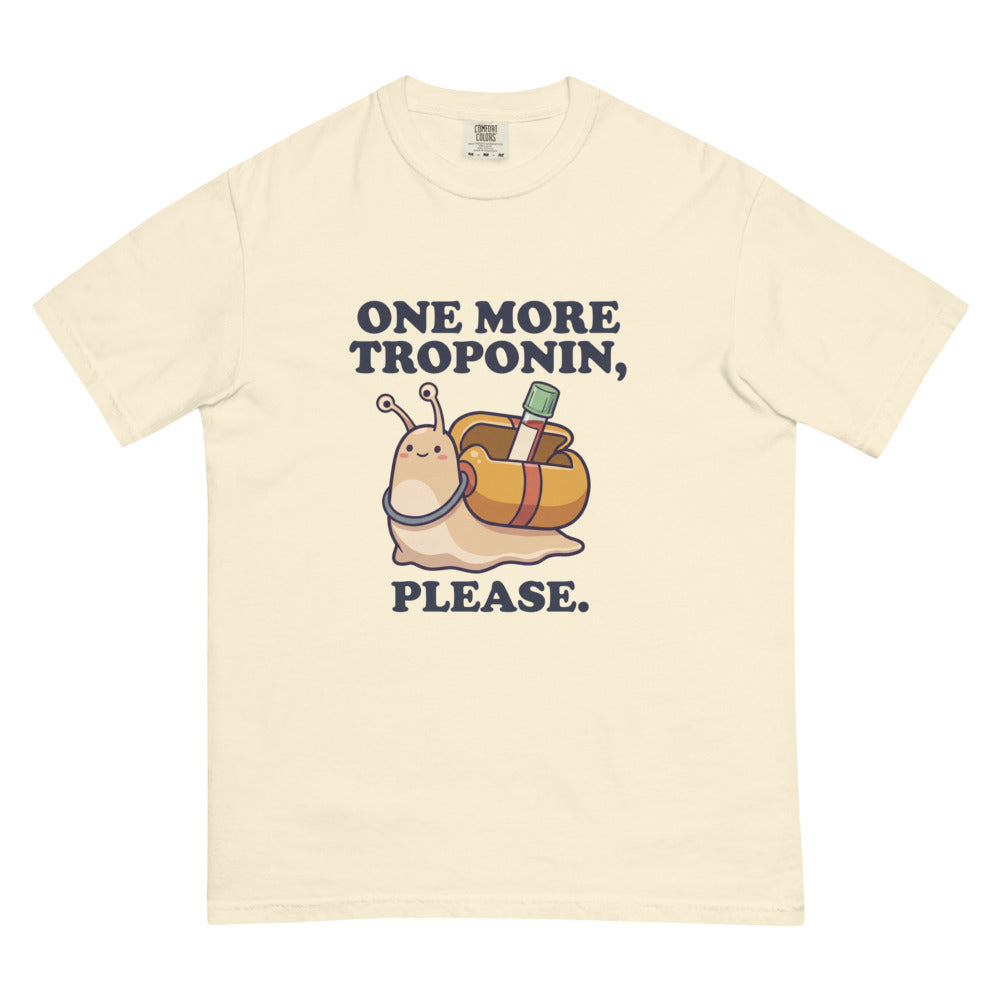 One More Troponin, Please. tee in Ivory, flat lay
