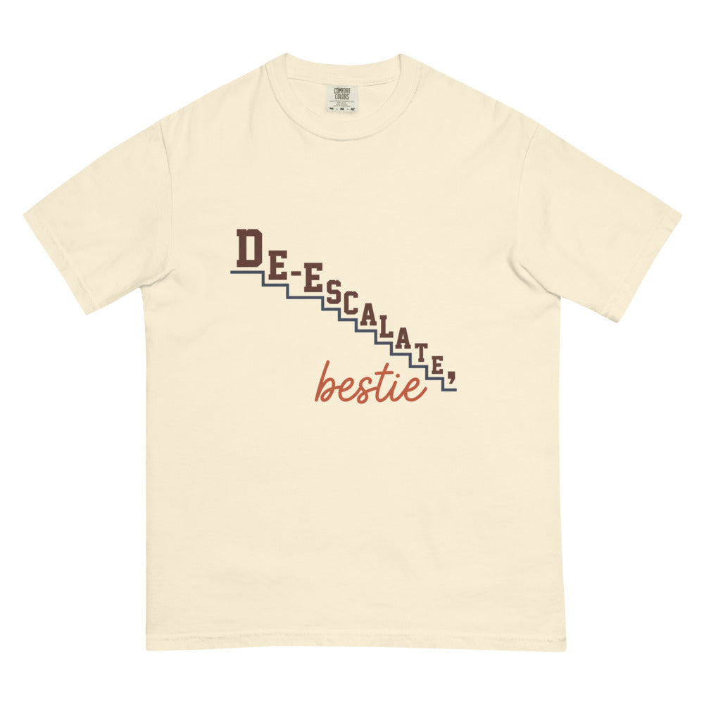 De-escalate, Bestie tee in Ivory, flat lay