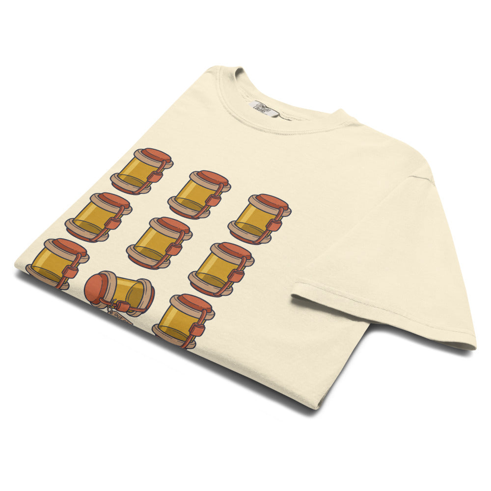 The Tube System Is Down: Carrier Grid tee in Ivory, folded