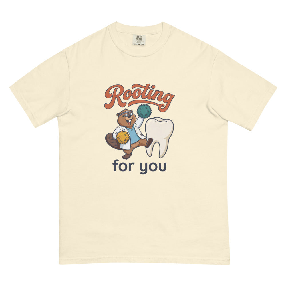 Rooting for You tee in Ivory, flat lay