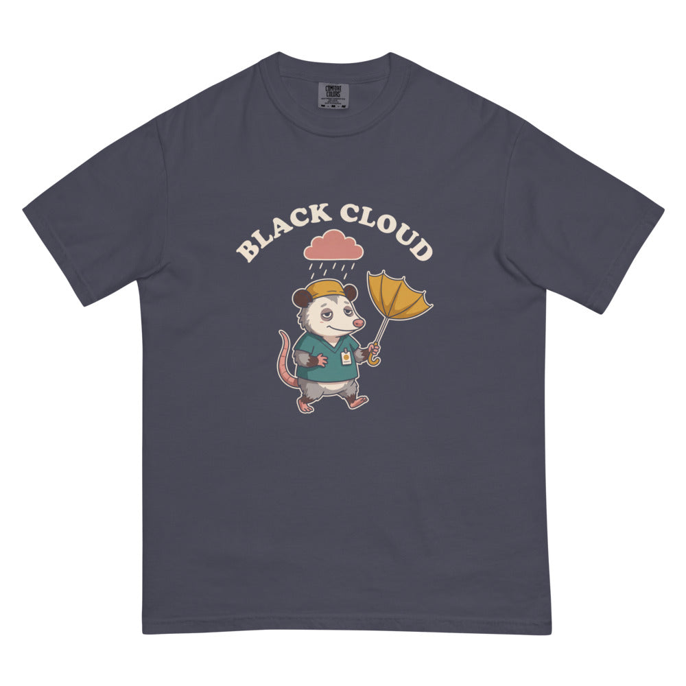 Black Cloud tee in Navy, flat lay