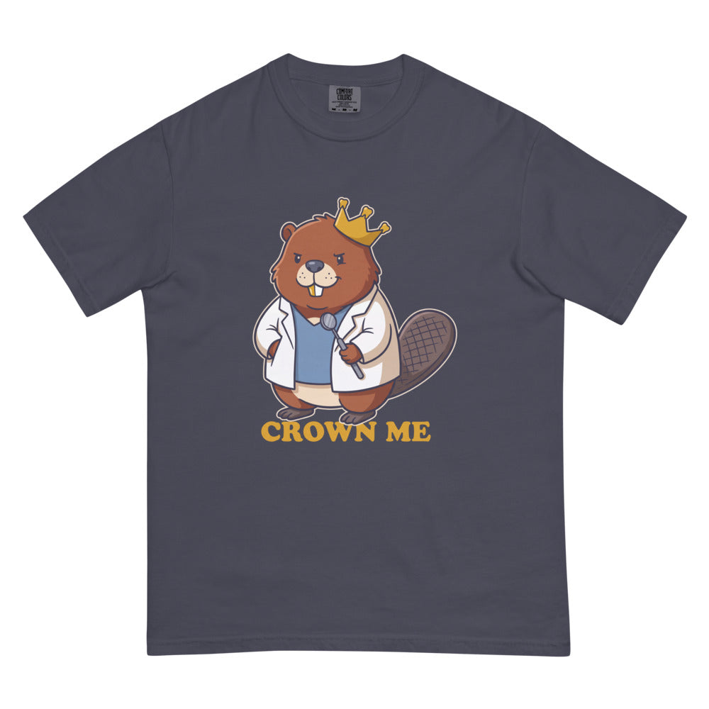 Crown Me tee in Navy, flat lay