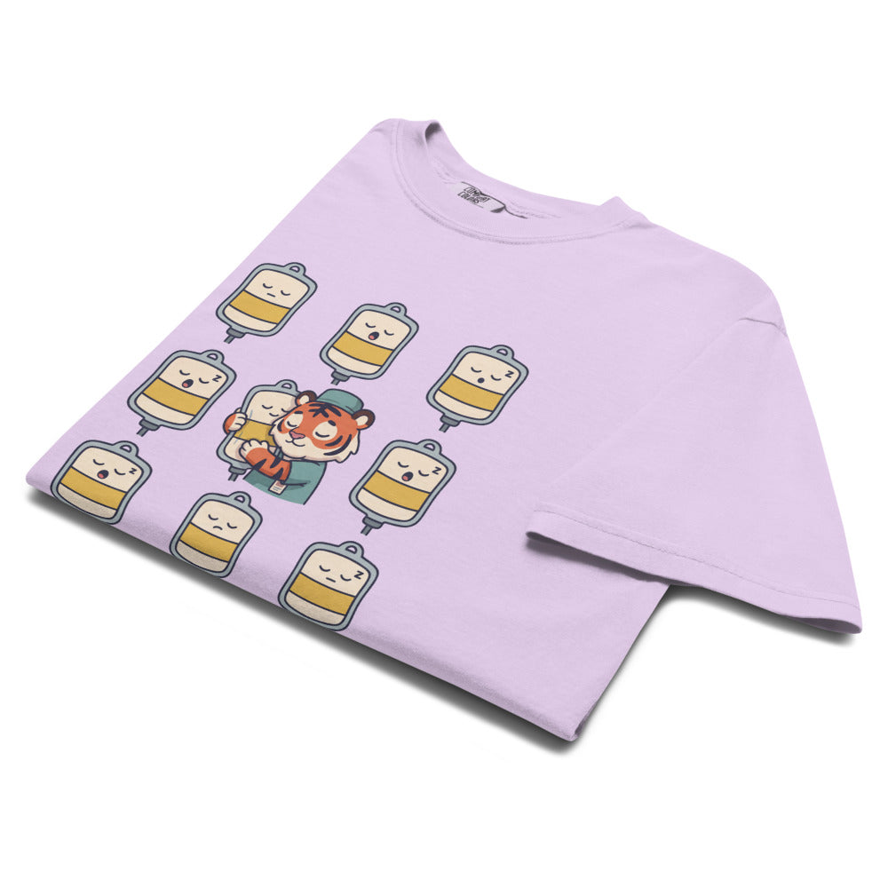 Another Day, Another Drip. tee in Orchid, folded
