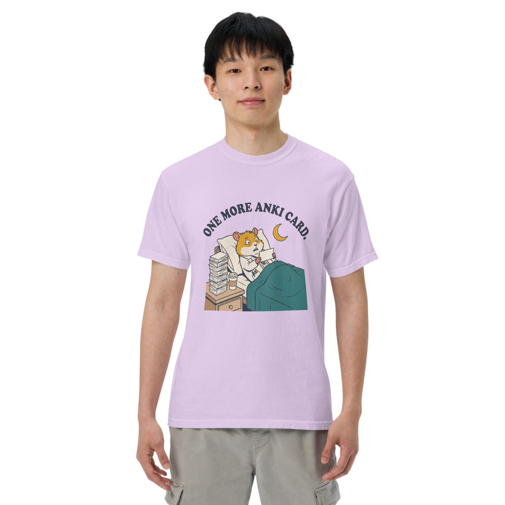 One More Anki Card. tee in Orchid, on a man