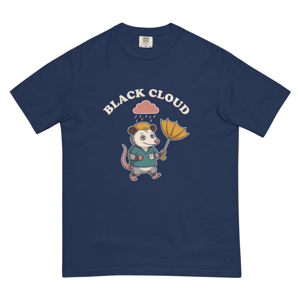 Black Cloud tee in True Navy, flat lay
