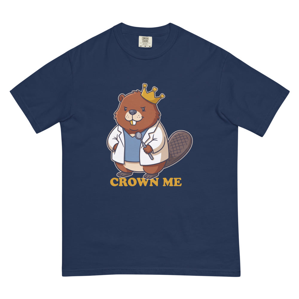 Crown Me tee in True Navy, flat lay